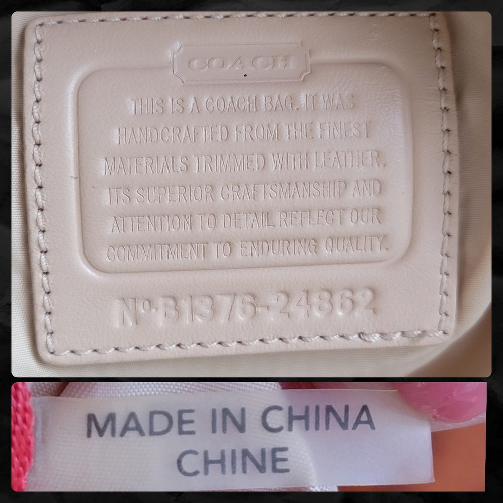 Coach 24862 East West Signature Nylon Tote Yellow Pink Bag Y2K - Picture 13 of 16